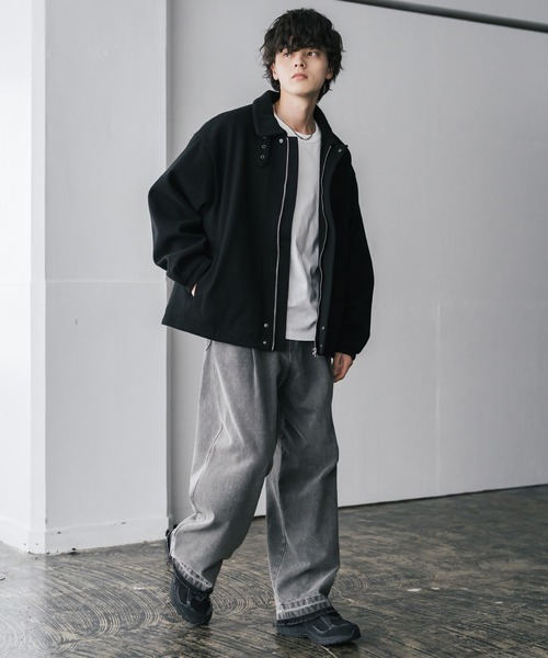 セール】オーバーサイズ 裏ボアメルトン2WAYショートジャケット/ベルト