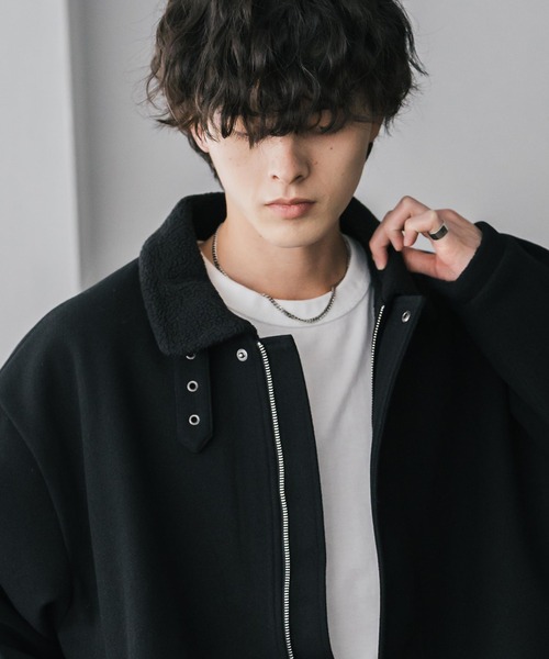 セール】オーバーサイズ 裏ボアメルトン2WAYショートジャケット/ベルト