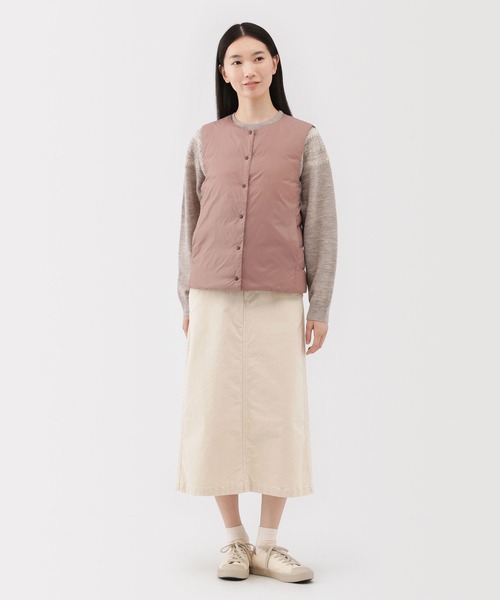 無印良品 軽量ポケッタブル ノーカラーロングベスト（ライトベージュL） 婦人 軽量ダウンポケッタブルノーカラーベスト | 無印良品