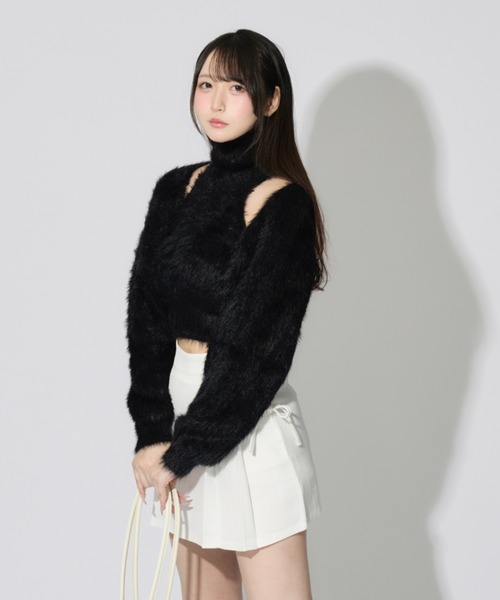 JilLA(ジルア)の「【2点セット】Turtleneck Shaggy Knit Ensemble / タートルネックシャギーニットアンサンブル(ニット/セーター・レディース・ブラック/ホワイト/グレー・FREE)」の11枚目の写真
