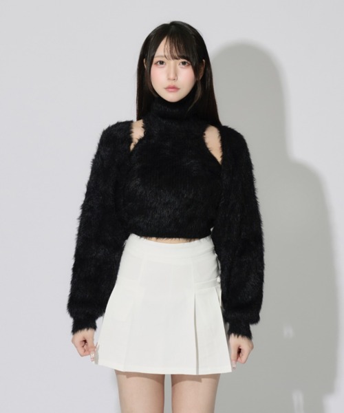JilLA(ジルア)の「【2点セット】Turtleneck Shaggy Knit Ensemble / タートルネックシャギーニットアンサンブル(ニット/セーター・レディース・ブラック/ホワイト/グレー・FREE)」の9枚目の写真