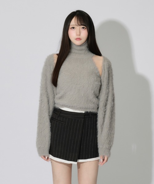JilLA(ジルア)の「【2点セット】Turtleneck Shaggy Knit Ensemble / タートルネックシャギーニットアンサンブル(ニット/セーター・レディース・ブラック/ホワイト/グレー・FREE)」の16枚目の写真