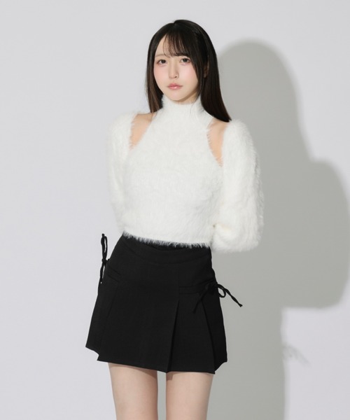 JilLA(ジルア)の「【2点セット】Turtleneck Shaggy Knit Ensemble / タートルネックシャギーニットアンサンブル(ニット/セーター・レディース・ブラック/ホワイト/グレー・FREE)」の5枚目の写真