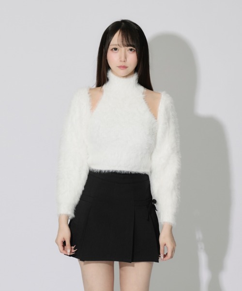 JilLA(ジルア)の「【2点セット】Turtleneck Shaggy Knit Ensemble / タートルネックシャギーニットアンサンブル(ニット/セーター・レディース・ブラック/ホワイト/グレー・FREE)」の4枚目の写真