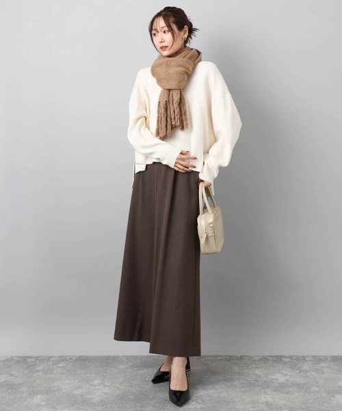 MK MICHEL KLEIN（エムケーミッシェルクラン）の「モチモチストール/洗える（ストール/ショール・レディース・サンドベージュ/ダークインディゴブルー/ホワイト・38）」の19枚目の写真