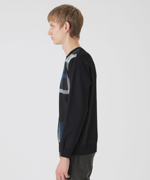 BLACK LABEL CRESTBRIDGE(ブラックレーベル・クレストブリッジ)の「パッチワーククレストブリッジチェックニット(ニット/セーター・メンズ・ベージュ系その他3/ブラック・L/M/XL)」の4枚目の写真