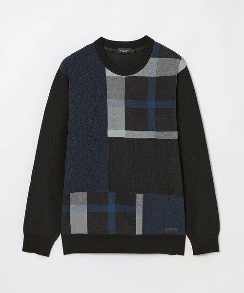 BLACK LABEL CRESTBRIDGE(ブラックレーベル・クレストブリッジ)の「パッチワーククレストブリッジチェックニット(ニット/セーター・メンズ・ベージュ系その他3/ブラック・L/M/XL)」の7枚目の写真