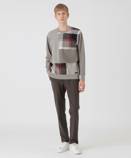 BLACK LABEL CRESTBRIDGE(ブラックレーベル・クレストブリッジ)の「パッチワーククレストブリッジチェックニット(ニット/セーター・メンズ・ベージュ系その他3/ブラック・L/M/XL)」の8枚目の写真