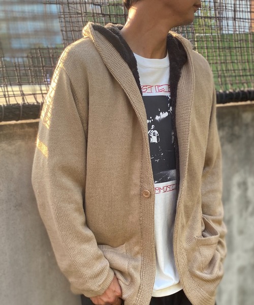 VENCEEXCHANGE（ヴァンスエクスチェンジ）の「裏ボアフリースニットフード付カーディガン（カーディガン/ボレロ・メンズ・ブラック/ブラウン/ベージュ・L/S/M/LL）」の3枚目の写真