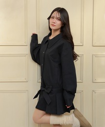 soutien collar gemma pleats coat/ステンカラーリボンプリーツコート