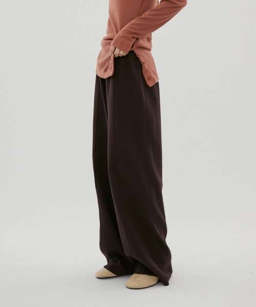 FUULLY STUDIO（フーリィーステューディオ）の「ニットワイドパンツ（その他パンツ・レディース・アイボリー/ダークネイビー/ブラウン・FREE）」の2枚目の写真