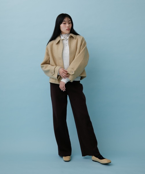 FUULLY STUDIO（フーリィーステューディオ）の「ニットワイドパンツ（その他パンツ・レディース・アイボリー/ダークネイビー/ブラウン・FREE）」の9枚目の写真