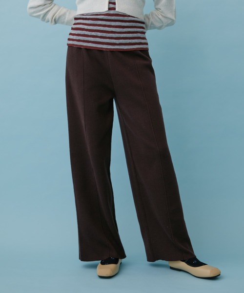 FUULLY STUDIO（フーリィーステューディオ）の「ニットワイドパンツ（その他パンツ・レディース・アイボリー/ダークネイビー/ブラウン・FREE）」の5枚目の写真