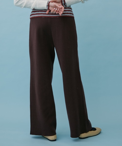 FUULLY STUDIO（フーリィーステューディオ）の「ニットワイドパンツ（その他パンツ・レディース・アイボリー/ダークネイビー/ブラウン・FREE）」の6枚目の写真