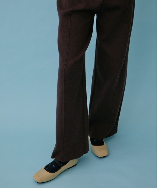 FUULLY STUDIO（フーリィーステューディオ）の「ニットワイドパンツ（その他パンツ・レディース・アイボリー/ダークネイビー/ブラウン・FREE）」の8枚目の写真