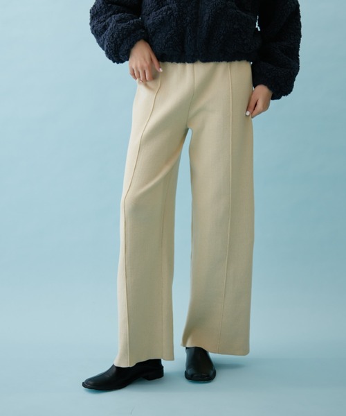 FUULLY STUDIO（フーリィーステューディオ）の「ニットワイドパンツ（その他パンツ・レディース・アイボリー/ダークネイビー/ブラウン・FREE）」の11枚目の写真
