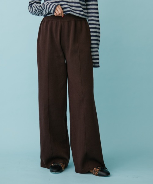 FUULLY STUDIO（フーリィーステューディオ）の「ニットワイドパンツ（その他パンツ・レディース・アイボリー/ダークネイビー/ブラウン・FREE）」の21枚目の写真
