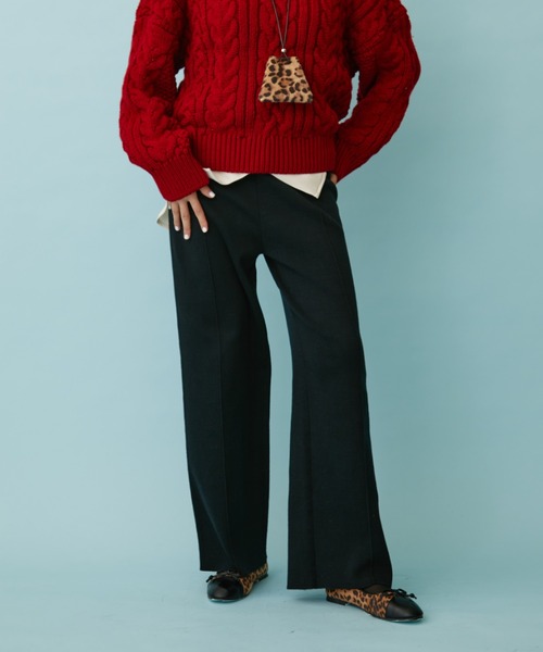 FUULLY STUDIO（フーリィーステューディオ）の「ニットワイドパンツ（その他パンツ・レディース・アイボリー/ダークネイビー/ブラウン・FREE）」の18枚目の写真