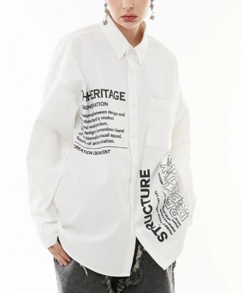 casane(カサネ)の「CASANE(カサネ)Create message shirt(シャツ/ブラウス・レディース・ブラック/ホワイト・F)」の2枚目の写真