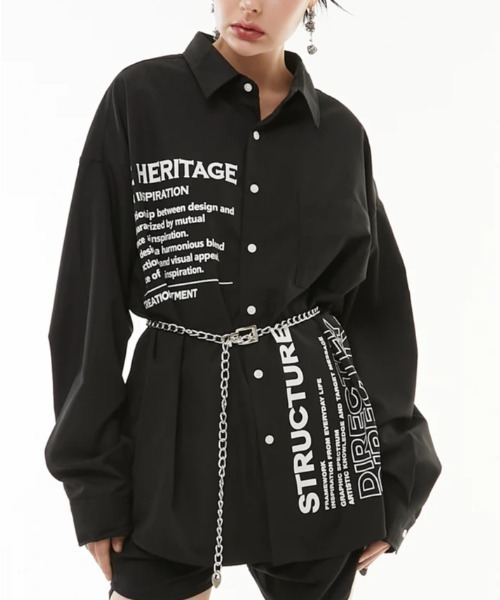 casane(カサネ)の「CASANE(カサネ)Create message shirt(シャツ/ブラウス・レディース・ブラック/ホワイト・F)」の1枚目の写真