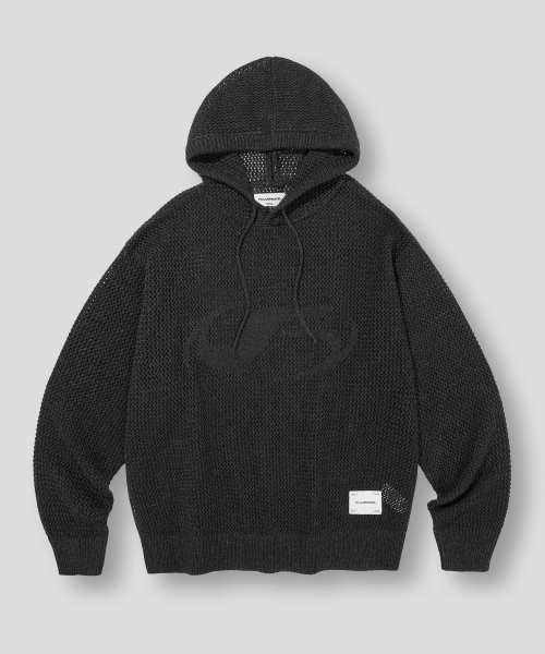 F.ILLUMINATE(フィルミネイト)の「シンボルメッシュフードニット-チャコール(ニット/セーター・レディース・その他・SMALL/MEDIUM/LARGE)」の1枚目の写真