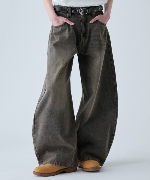 VELNUS(ベルナス)の「【VELNUS】【12oz】Vintage Design Curved Wide Denim Pants/ヴィンテージデザイン カーブワイドデニムパンツ(デニムパンツ・メンズ・ブラック/グレー/ブルー/インディゴブルー/ブラウン・M/S/L)」の4枚目の写真