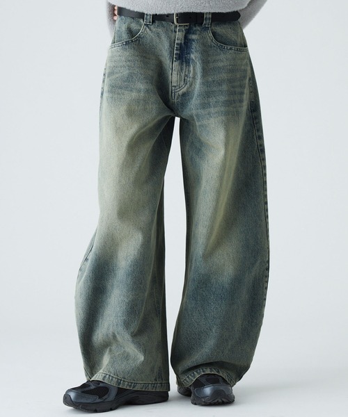VELNUS(ベルナス)の「【VELNUS】【12oz】Vintage Design Curved Wide Denim Pants/ヴィンテージデザイン カーブワイドデニムパンツ(デニムパンツ・メンズ・ブラック/グレー/ブルー・M/S/L)」の3枚目の写真