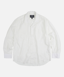 TENCEL LINEN OPEN COLLAR SHIRT _ IVORY