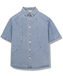 GUBIN（グビン）の「[シーズンオフ] ラインポイントデニム半袖シャツ（シャツ/ブラウス）」