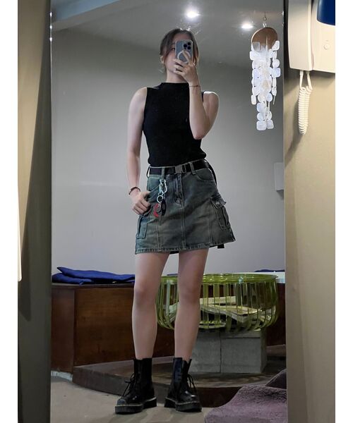 MOAA(モア)の「ラックカーゴミニスカート (ウォッシュドジーンズ)(スカート・レディース・その他・SMALL)」の8枚目の写真