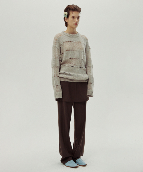 SINOON(シヌーン)の「2 WAY LAYERED PANTS (BROWN)(スラックス・レディース・ブラウン・SMALL/MEDIUM)」の2枚目の写真