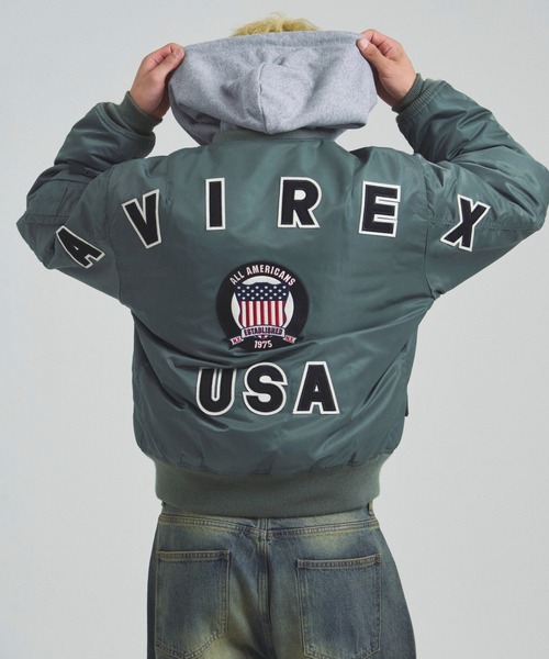 AVIREX（アヴィレックス）の「AVIREX -MA-1 SIGNATURE BIG LOGO（その他アウター・メンズ・ブラック/セージグリーン・M/L/XL）」の10枚目の写真
