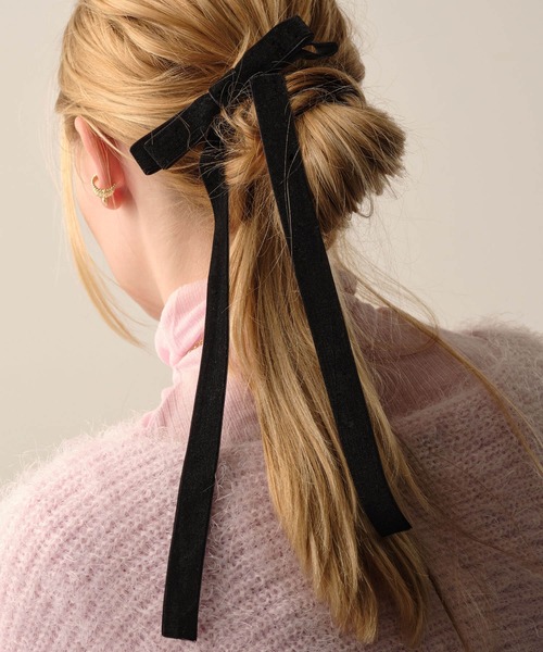 ベロアロングリボンクリップ（バレッタ/ヘアクリップ）｜ANOH（アノー