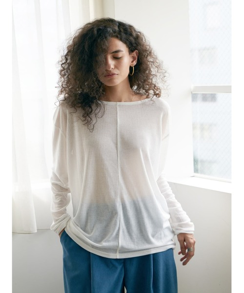 Brown&Street（ブラウンアンドストリート）の「ライトシアークルーネック（Tシャツ/カットソー・レディース・ブラック/ホワイト/コーラル・FREE）」の2枚目の写真