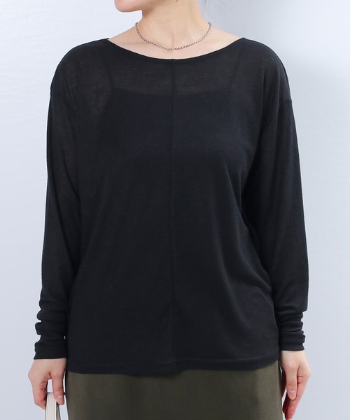 Brown&Street（ブラウンアンドストリート）の「ライトシアークルーネック（Tシャツ/カットソー・レディース・ブラック/ホワイト/コーラル・FREE）」の3枚目の写真