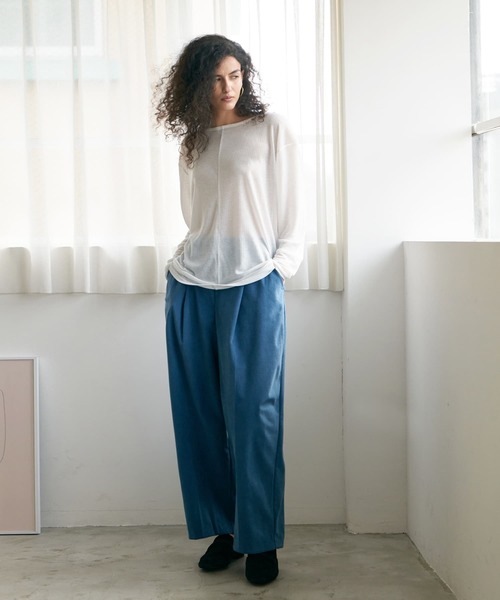 Brown&Street（ブラウンアンドストリート）の「ライトシアークルーネック（Tシャツ/カットソー・レディース・ブラック/ホワイト/コーラル・FREE）」の6枚目の写真