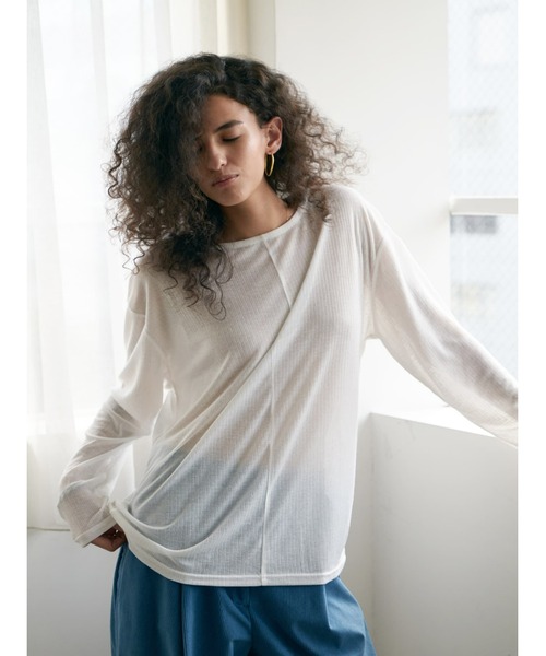 Brown&Street（ブラウンアンドストリート）の「ライトシアークルーネック（Tシャツ/カットソー・レディース・ブラック/ホワイト/コーラル・FREE）」の7枚目の写真