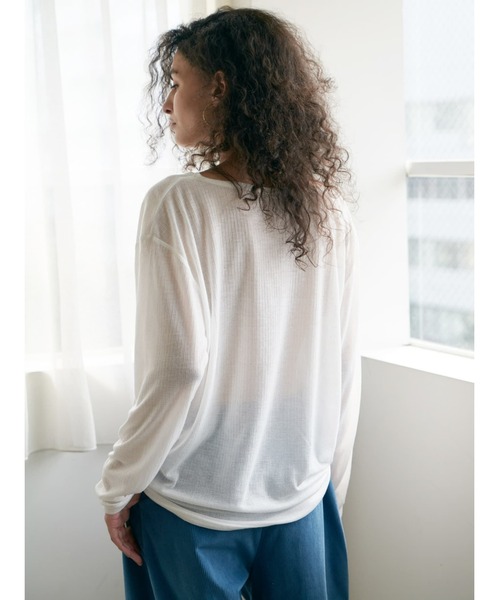 Brown&Street（ブラウンアンドストリート）の「ライトシアークルーネック（Tシャツ/カットソー・レディース・ブラック/ホワイト/コーラル・FREE）」の9枚目の写真