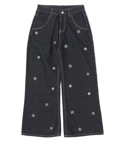 ViViDAY(ビビデー)の「星柄刺しゅうデニムワイドパンツ(デニムパンツ・レディース・ブラック・S/M/L)」の9枚目の写真