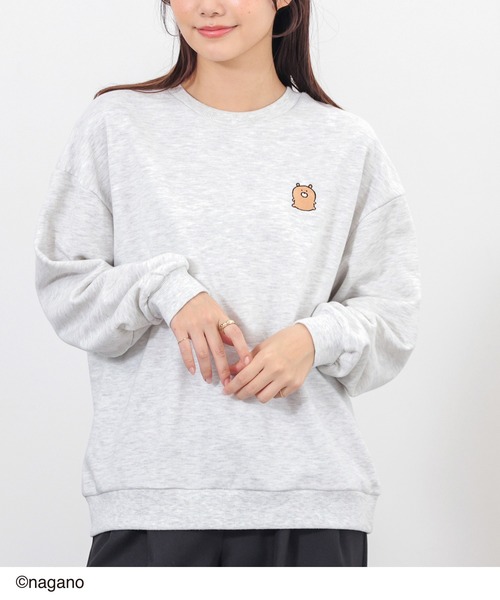 Honeys（ハニーズ）の「【ちいかわ・ちいかわ】ちいかわ／ゆるトレーナー（スウェット・レディース・グリーン/ベージュ/スミクロ/杢グレー・M/SS/S/LL/L）」の6枚目の写真