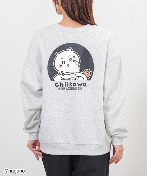 Honeys（ハニーズ）の「【ちいかわ・ちいかわ】ちいかわ／ゆるトレーナー（スウェット・レディース・グリーン/ベージュ/スミクロ/杢グレー・M/SS/S/LL/L）」の8枚目の写真