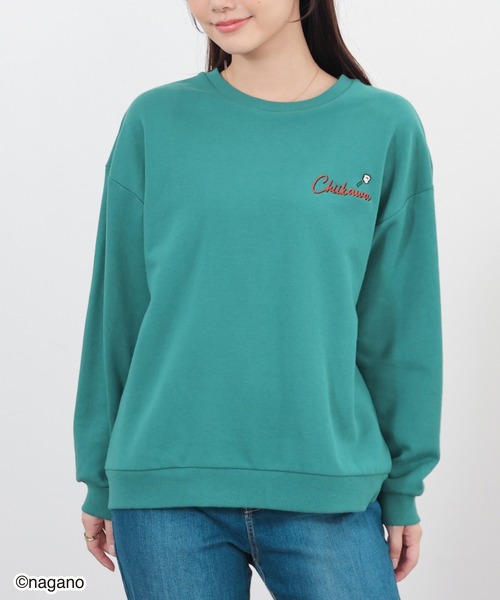 Honeys（ハニーズ）の「【ちいかわ・ちいかわ】ちいかわ／ゆるトレーナー（スウェット・レディース・グリーン/ベージュ/スミクロ/杢グレー・M/SS/S/LL/L）」の13枚目の写真