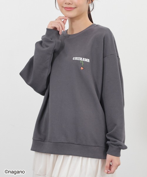 Honeys（ハニーズ）の「【ちいかわ・ちいかわ】ちいかわ／ゆるトレーナー（スウェット・レディース・グリーン/ベージュ/スミクロ/杢グレー・M/SS/S/LL/L）」の19枚目の写真