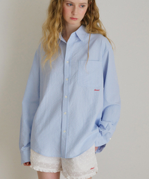 HEEARI（ヒアリー）の「デイジーオーバーサイズストライプシャツ_ブルー（シャツ/ブラウス）」