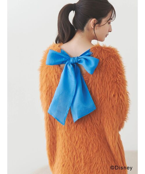 MERCURYDUO（マーキュリーデュオ）の「【ディズニーコレクション】おしゃれキャット/ ロングシャギーバックリボンニット（ニット/セーター・レディース・オフホワイト/チャコールグレー/キャメル・FREE）」の3枚目の写真
