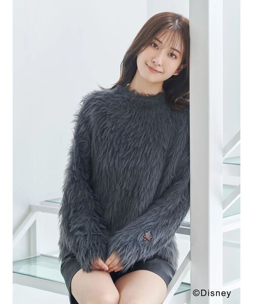 MERCURYDUO（マーキュリーデュオ）の「【ディズニーコレクション】おしゃれキャット/ ロングシャギーバックリボンニット（ニット/セーター・レディース・オフホワイト/チャコールグレー/キャメル・FREE）」の19枚目の写真