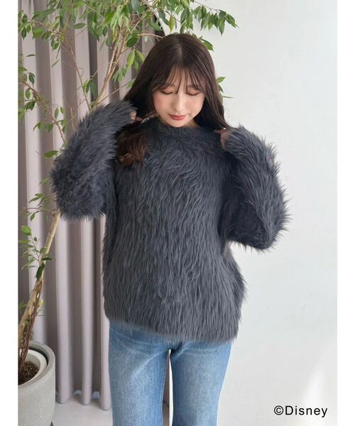 MERCURYDUO(マーキュリーデュオ)の「【ディズニーコレクション】おしゃれキャット/ ロングシャギーバックリボンニット(ニット/セーター・レディース・オフホワイト/チャコールグレー/キャメル・FREE)」の19枚目の写真