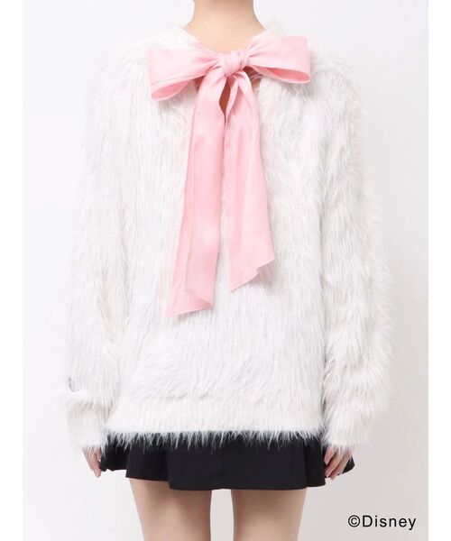 MERCURYDUO（マーキュリーデュオ）の「【ディズニーコレクション】おしゃれキャット/ ロングシャギーバックリボンニット（ニット/セーター・レディース・オフホワイト/チャコールグレー/キャメル・FREE）」の7枚目の写真