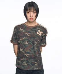 カモ25リンガー半袖Tシャツ - カーキ