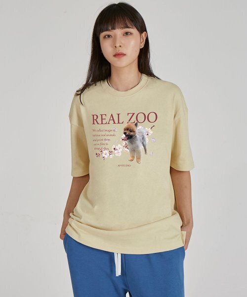 ASTRAL PROJECTION(アストラルプロジェクション)の「リアルジュ フラワー ポメ ラウンドネック 15番手 綿 半袖Tシャツ_バター(Tシャツ/カットソー・レディース・その他・LARGE/X-LARGE/XX-LARGE)」の1枚目の写真
